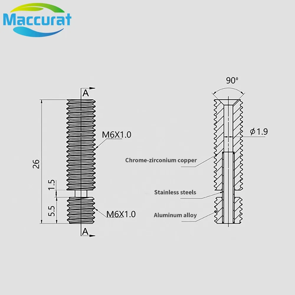 MK8 Throat Copper Titanium All - 3D Printing Industry 评论和价格